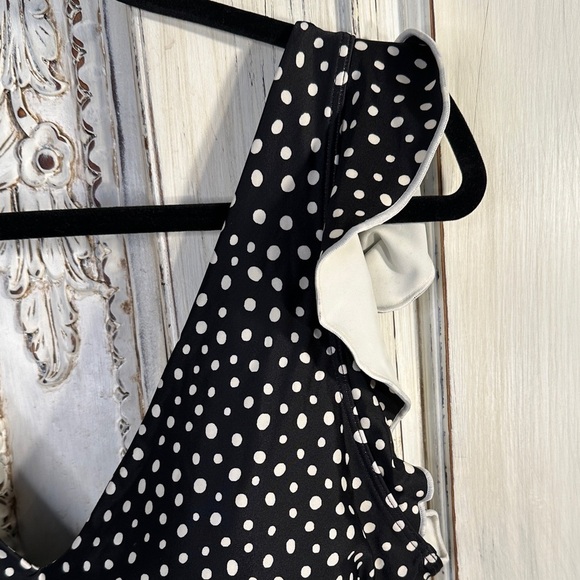 Summersalt Black and White Polka Dot One Piece Swimsuit with Ruffle Accent - Picture 5 of 9